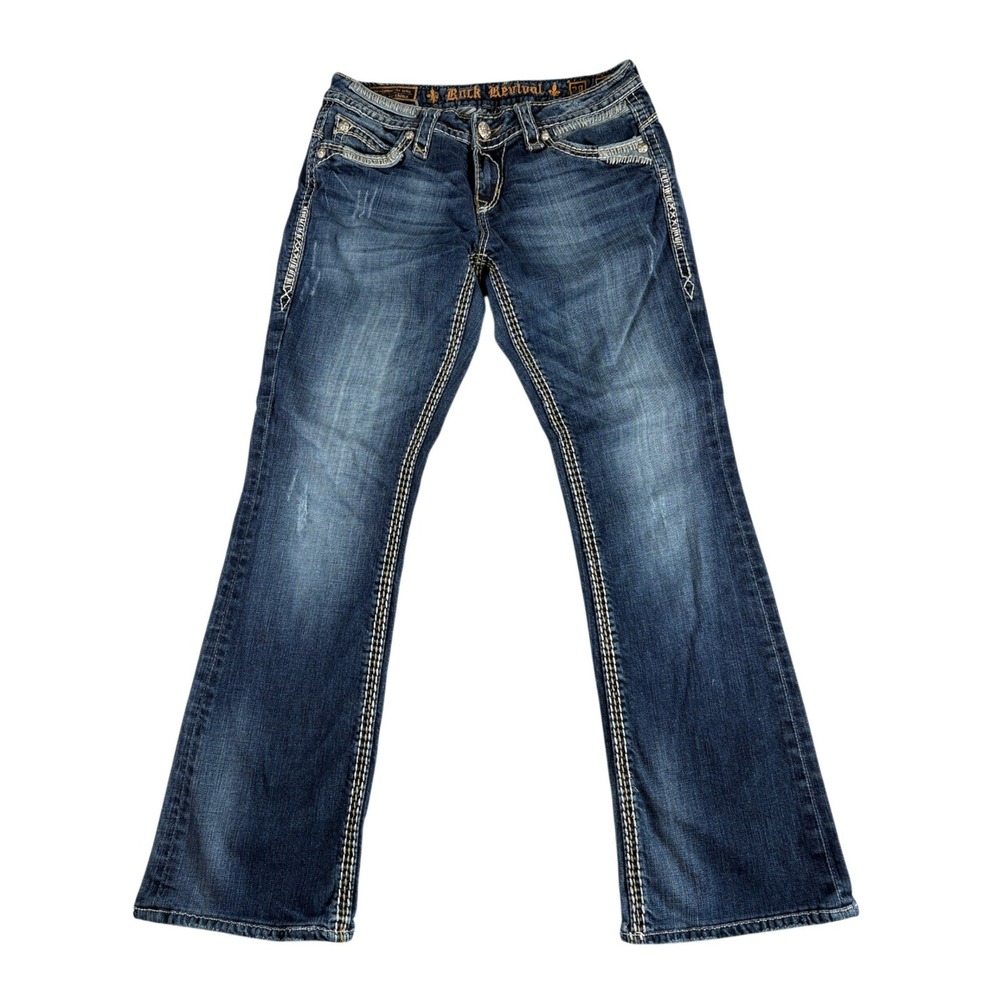Rock Revival Roze Easy Boot Jeans Womens 28 Blue Denim‎ Dark Wash Western Rugged